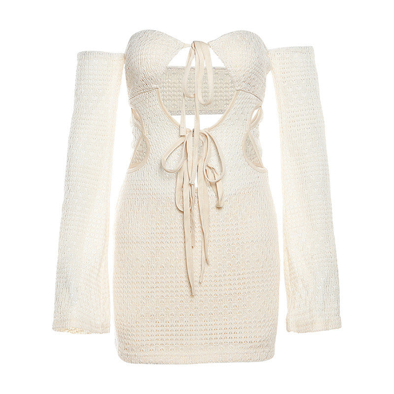 Hollow Backless Hip Knitwear Dress - Siennasass