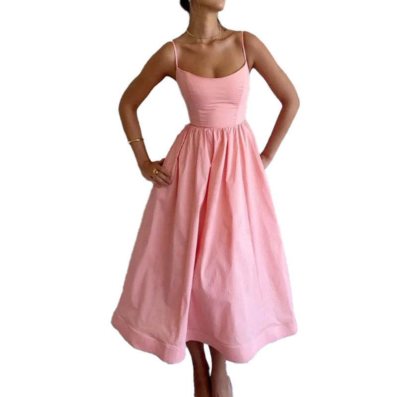 Printing Fresh Sweet Sexy Suspender Dress