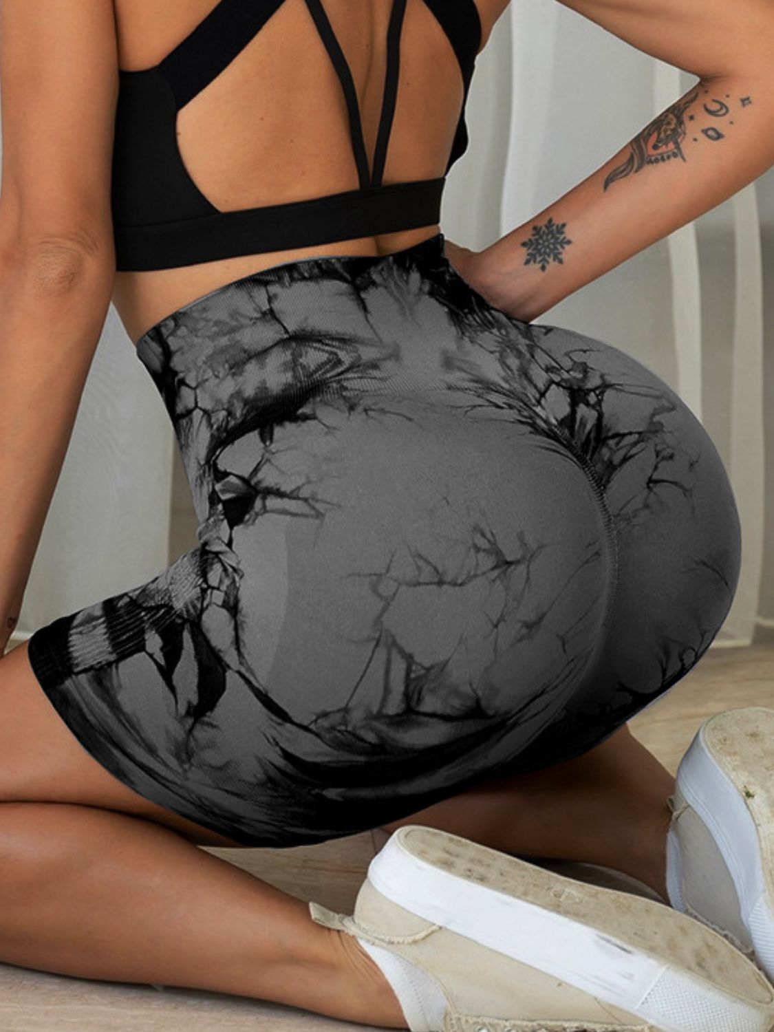 Tie-Dye High Waist Active Shorts - Siennasass