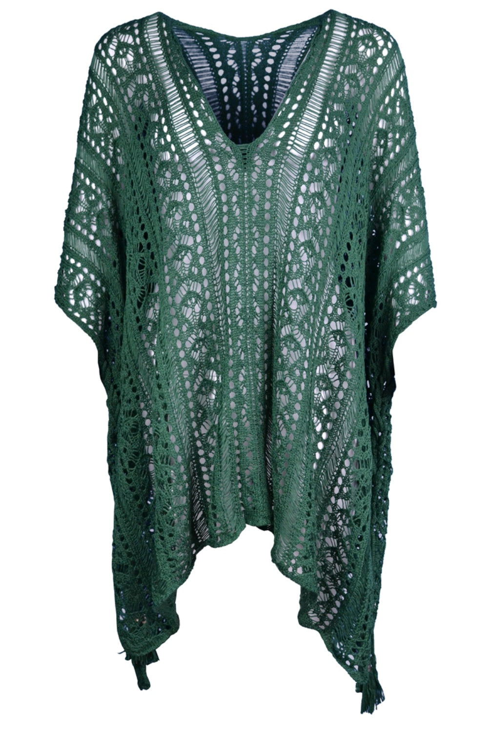 Cutout V-Neck Cover-Up with Tassel - Siennasass