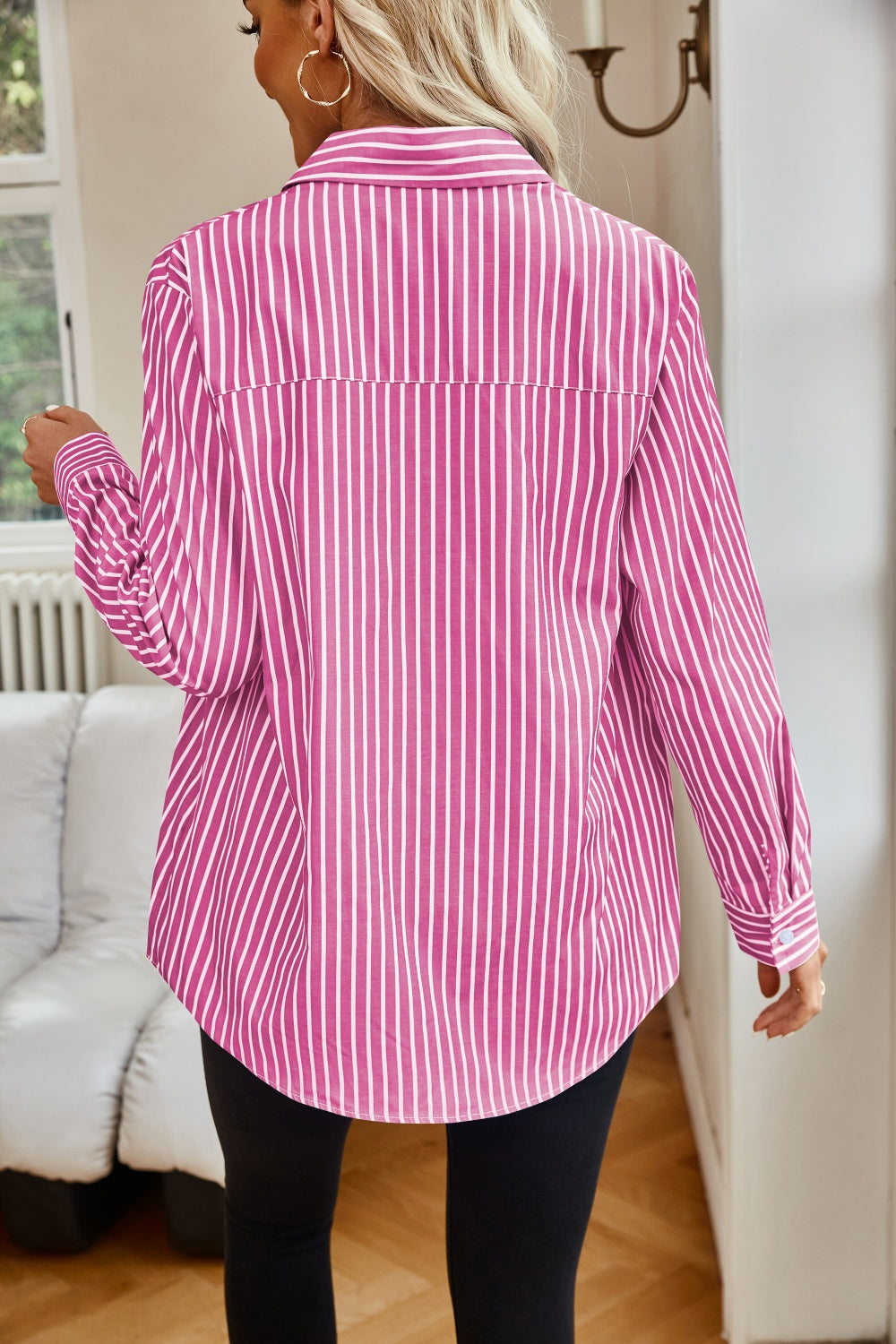 Striped Button Up Long Sleeve Shirt - Siennasass