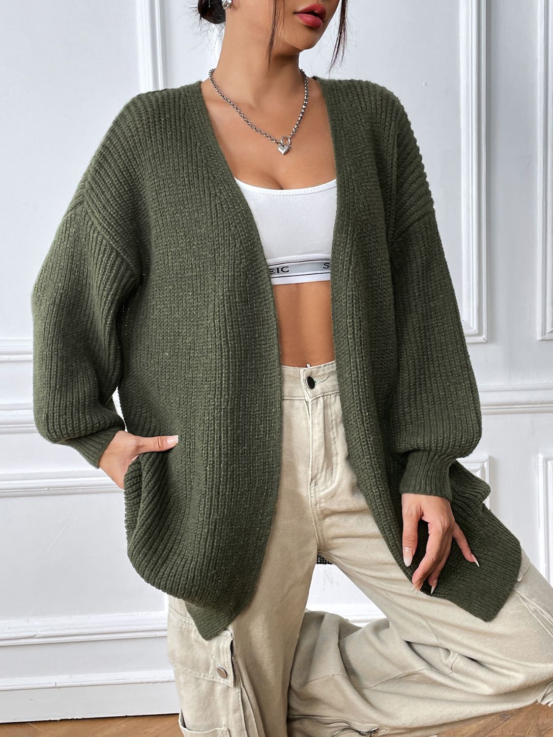 Open Front Long Sleeve Cardigan - Siennasass