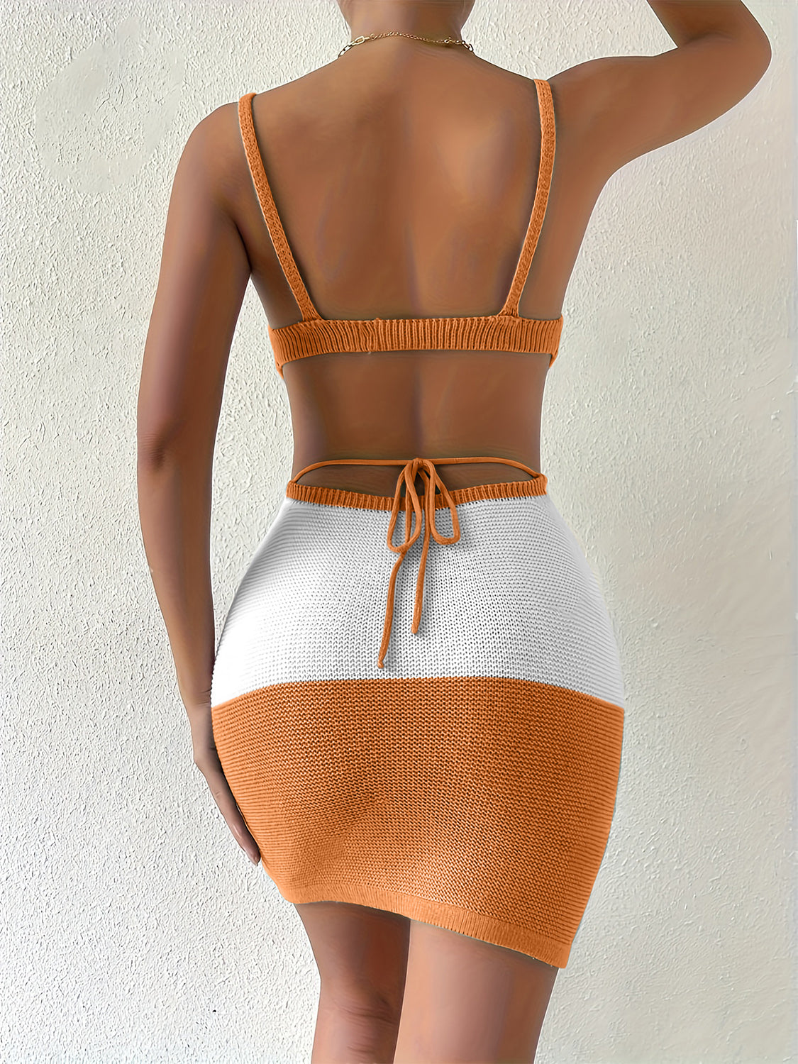 Color Block Scoop Neck Cover Up Dress - Siennasass