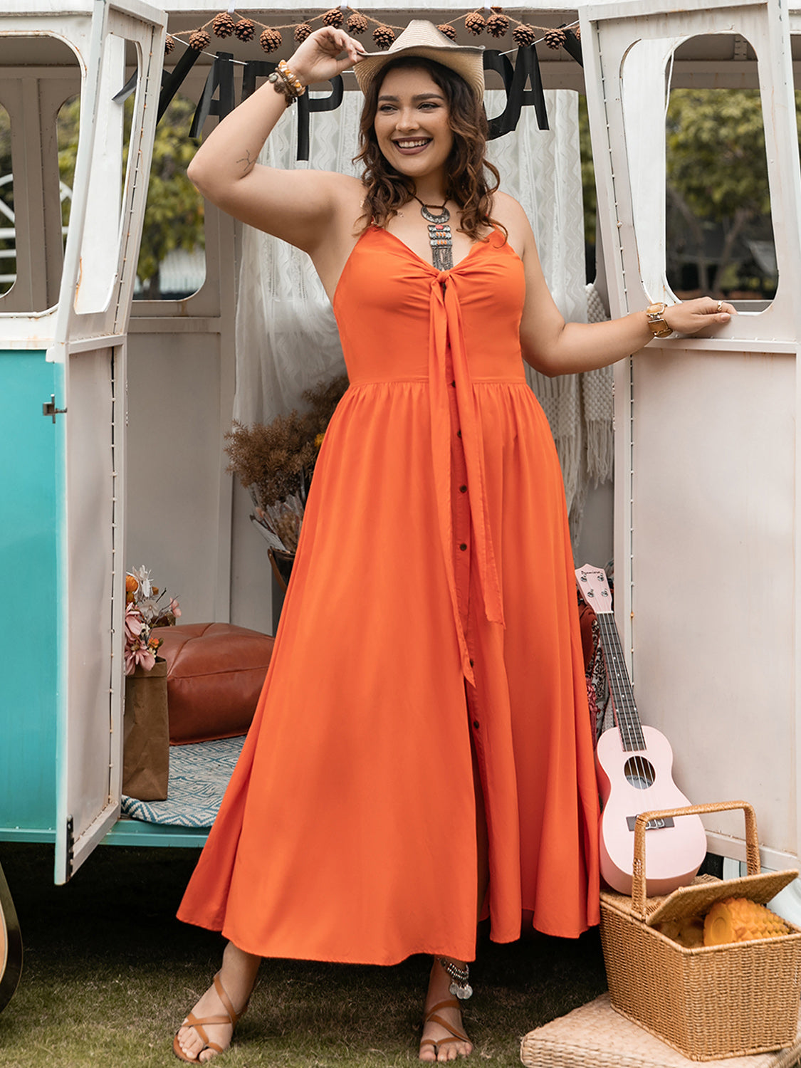Plus Size Halter Neck Midi Dress - Siennasass