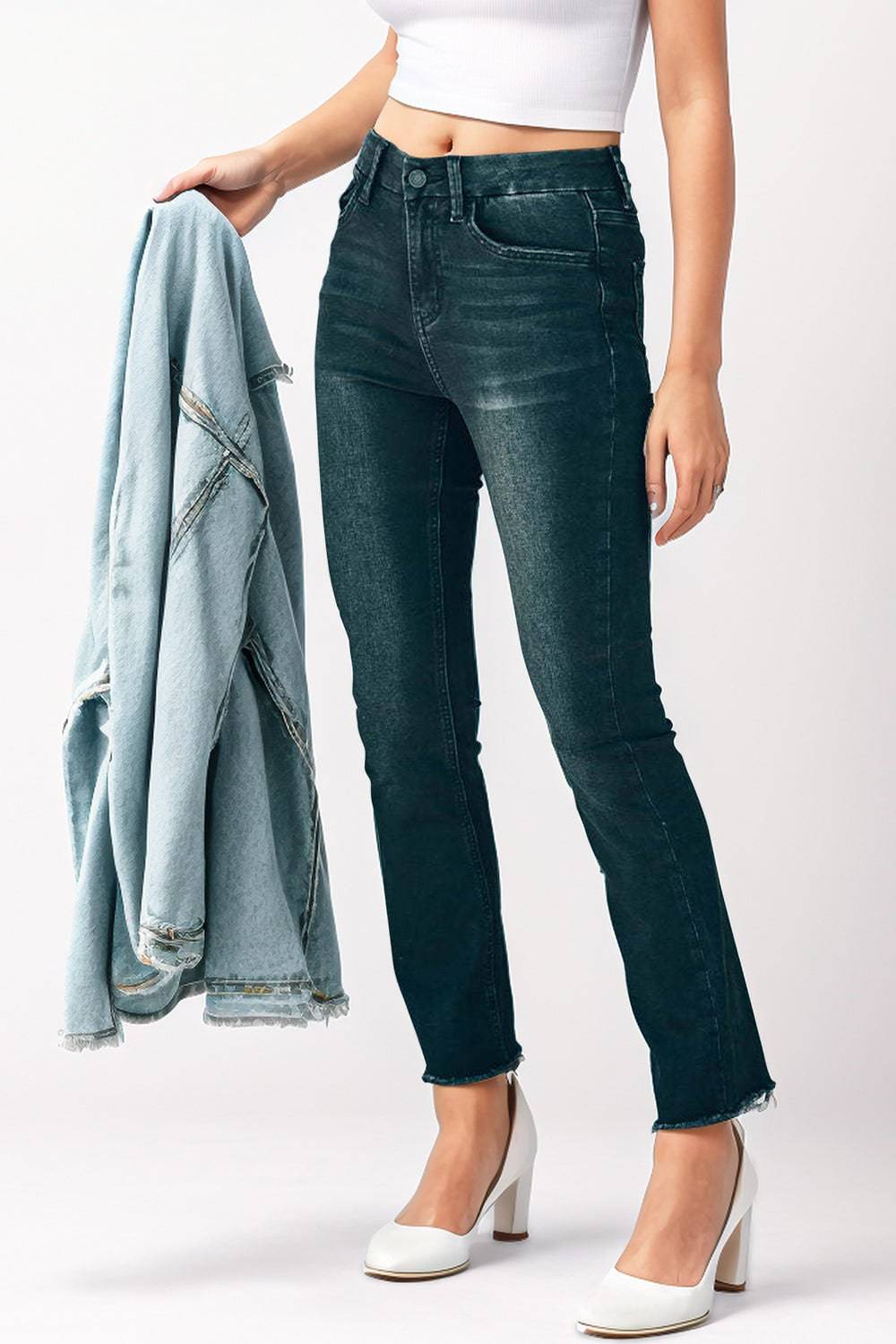 Mid-Rise Waist Skinny Jeans with Pockets - Siennasass
