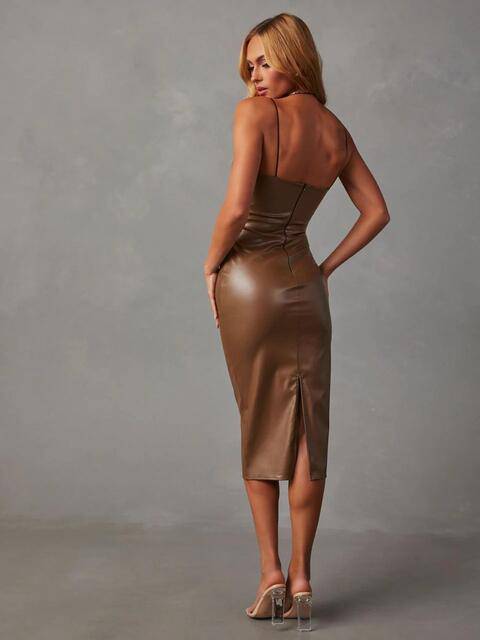 PU Slit Midi Dress - Siennasass