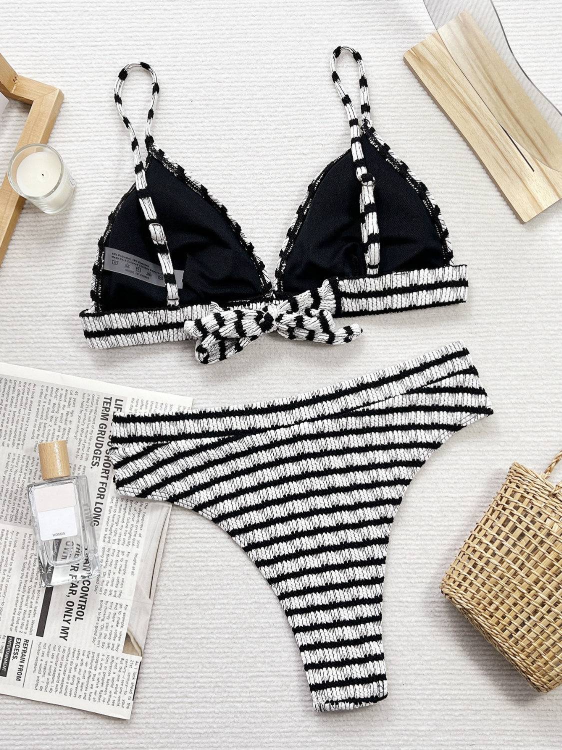 Striped V-Neck Two-Piece Swim Set - Siennasass