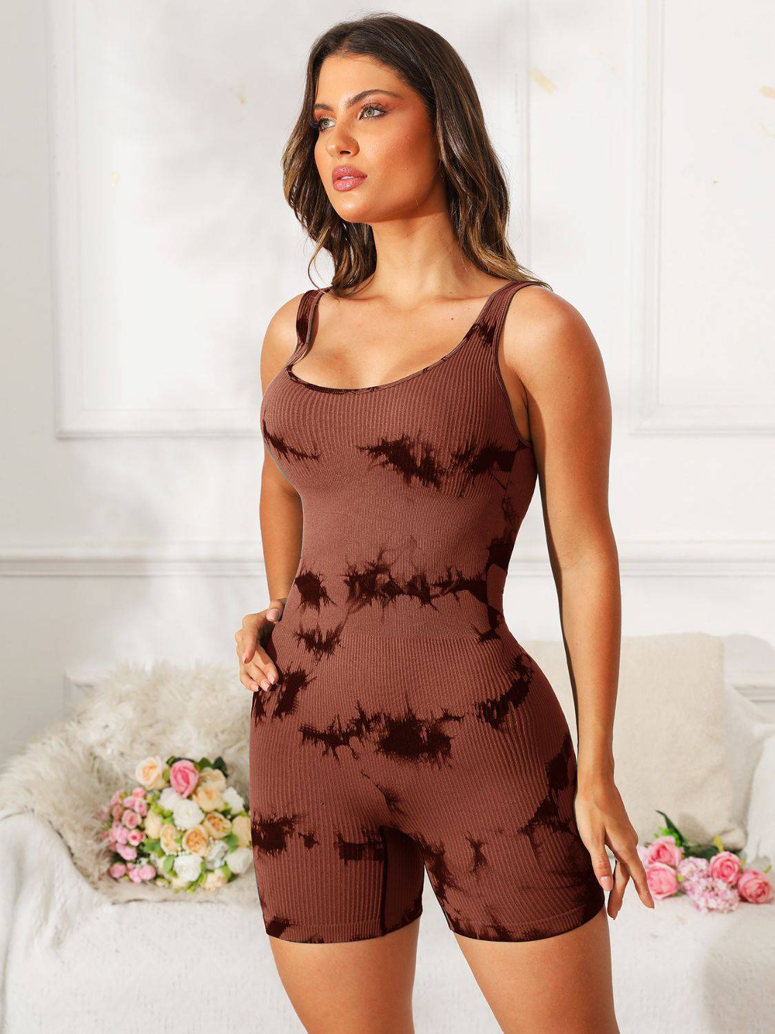 Tie-Dye Wide Strap Active Romper - Siennasass