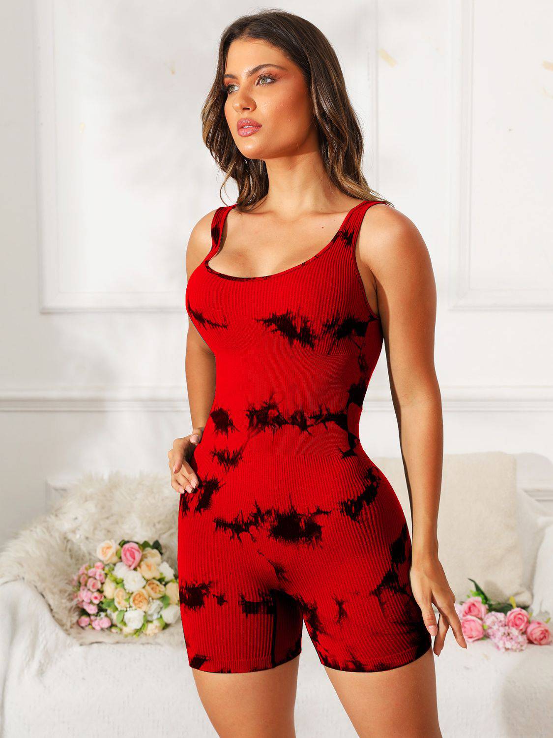Tie-Dye Wide Strap Active Romper - Siennasass