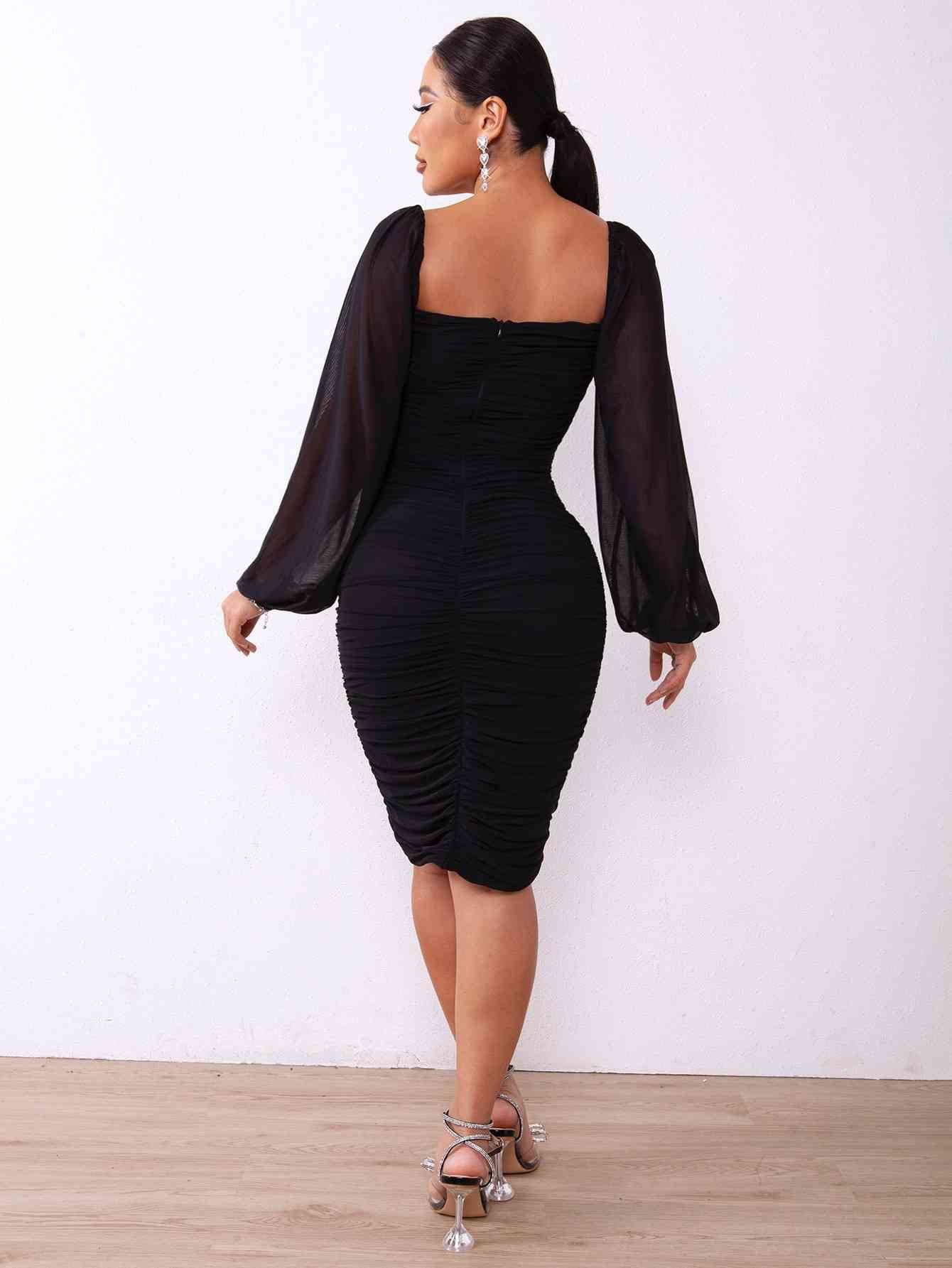 Zip-Back Ruched Bodycon Dress - Siennasass