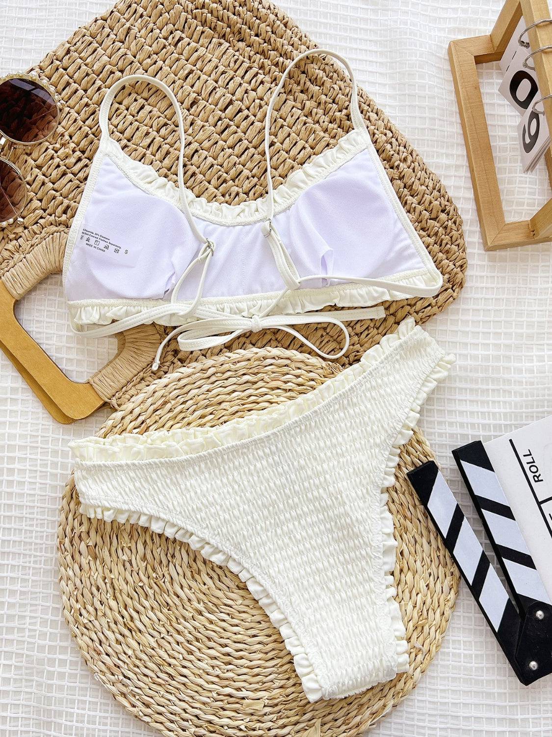 Frill Textured Spaghetti Strap Two-Piece Swim Set - Siennasass