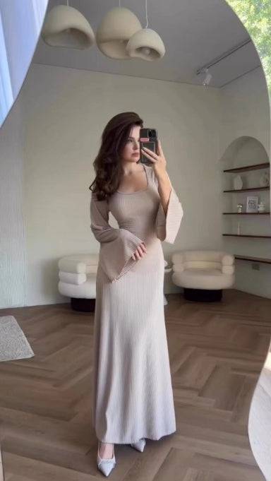 Long Sleeve Split Loose Dress