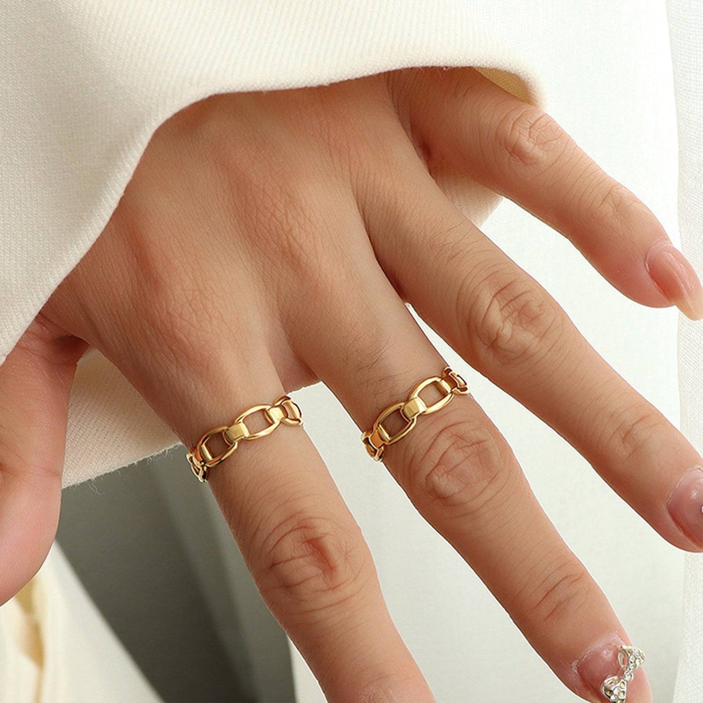 Titanium Steel Gold-Plated Adjustable Ring - Siennasass