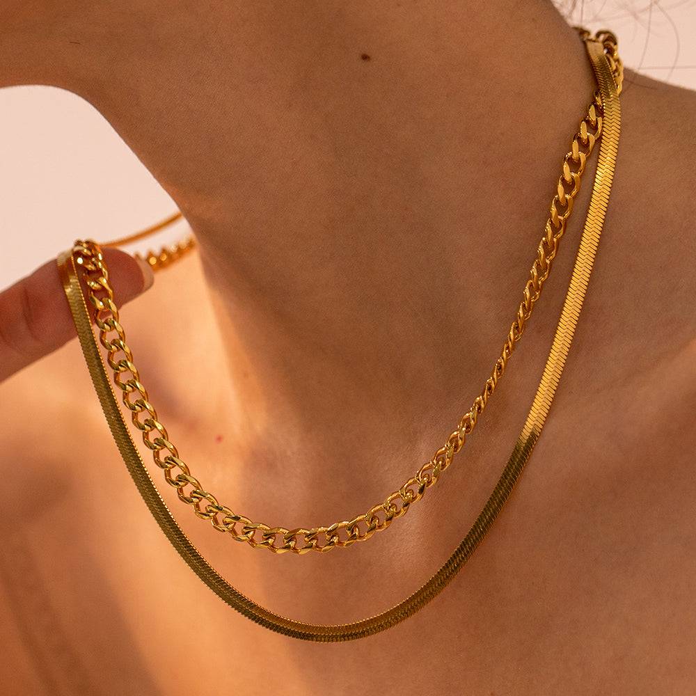 18K Gold-Plated Double Layered Necklace - Siennasass