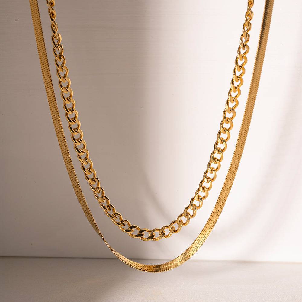 18K Gold-Plated Double Layered Necklace - Siennasass
