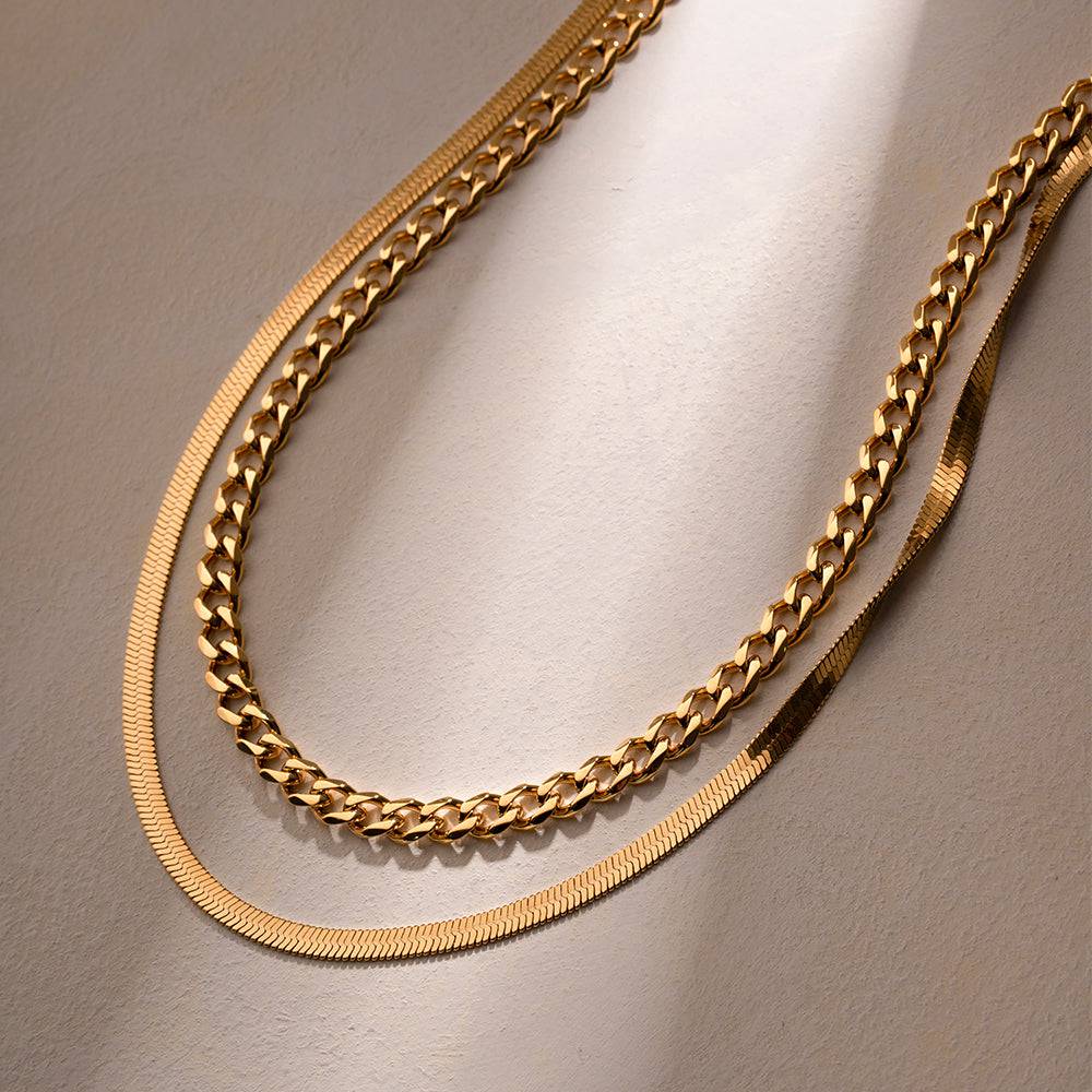 18K Gold-Plated Double Layered Necklace - Siennasass