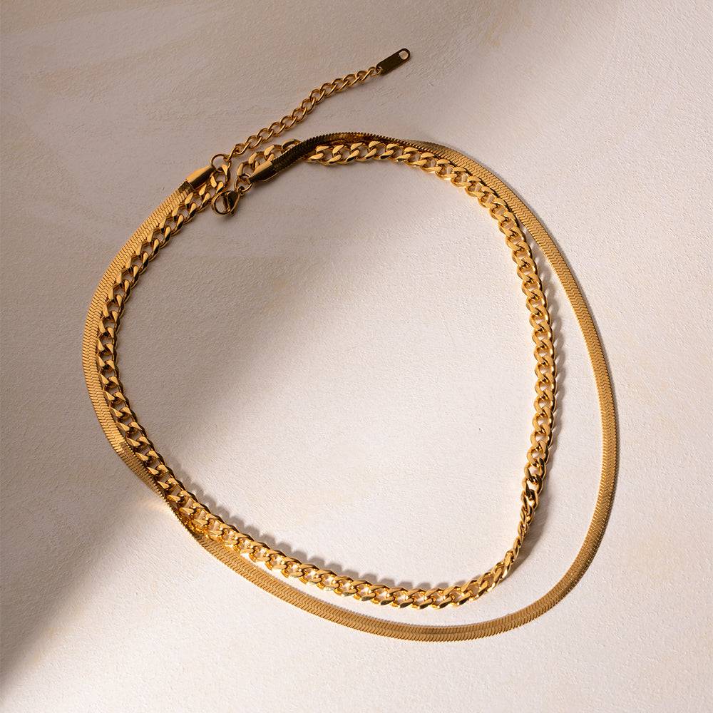 18K Gold-Plated Double Layered Necklace - Siennasass