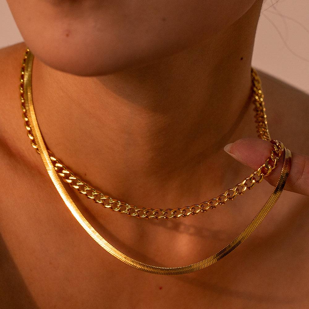 18K Gold-Plated Double Layered Necklace - Siennasass