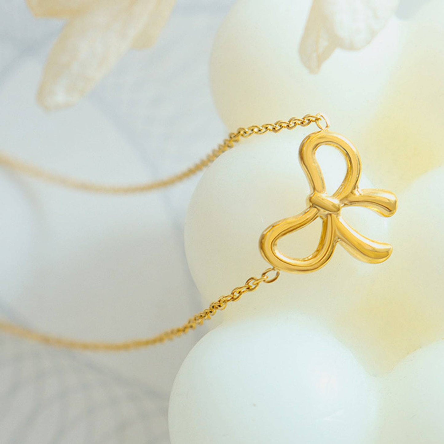 Gold-Plated Titanium Steel Bow Pendant Necklace - Siennasass