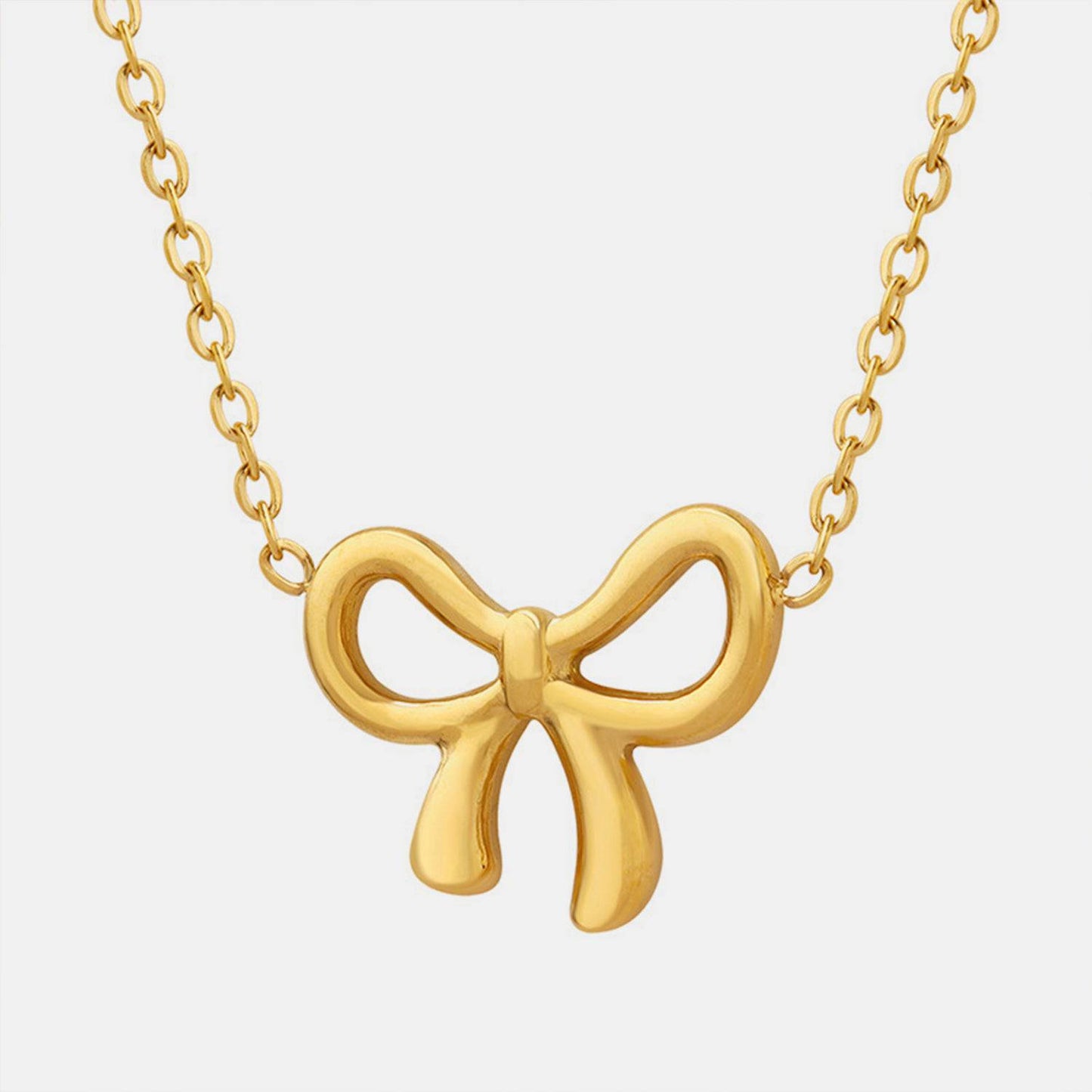 Gold-Plated Titanium Steel Bow Pendant Necklace - Siennasass