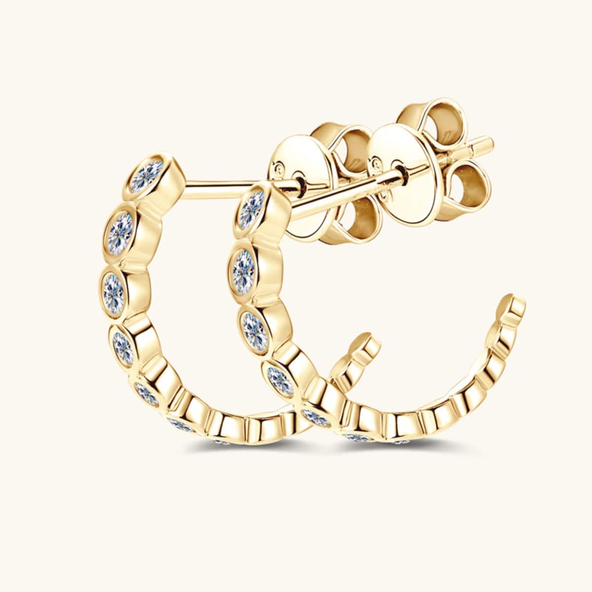 Inlaid Moissanite 925 Sterling Silver C-Hoop Earrings - Siennasass