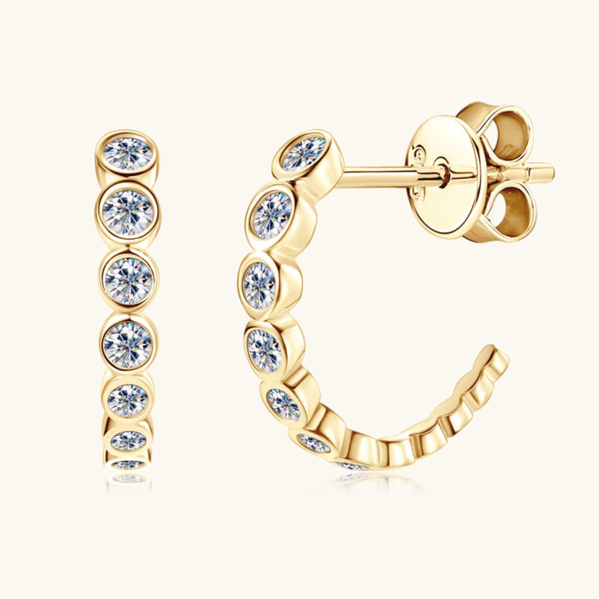 Inlaid Moissanite 925 Sterling Silver C-Hoop Earrings - Siennasass