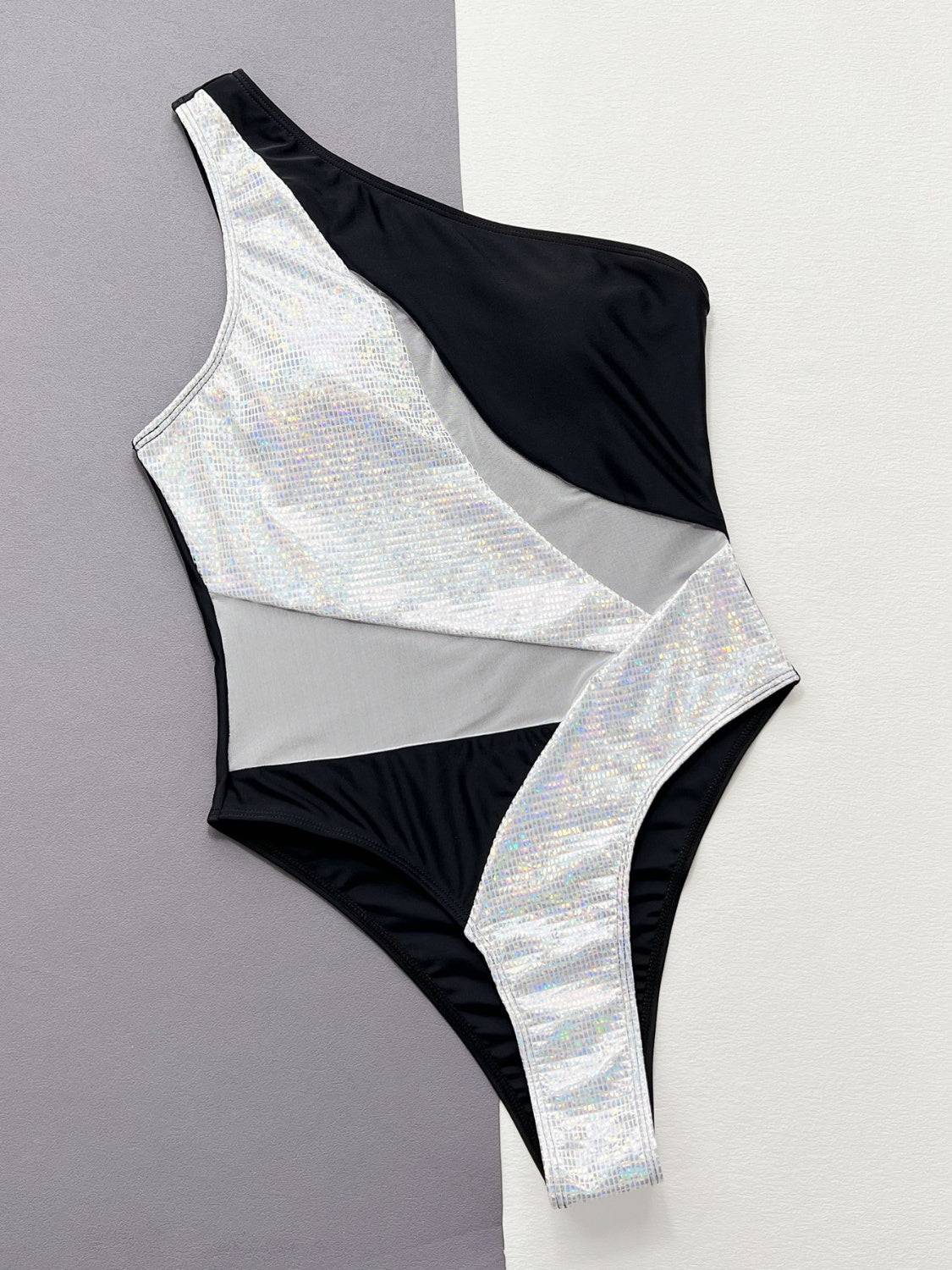 Contrast Panel One-Piece Swimsuit - Siennasass