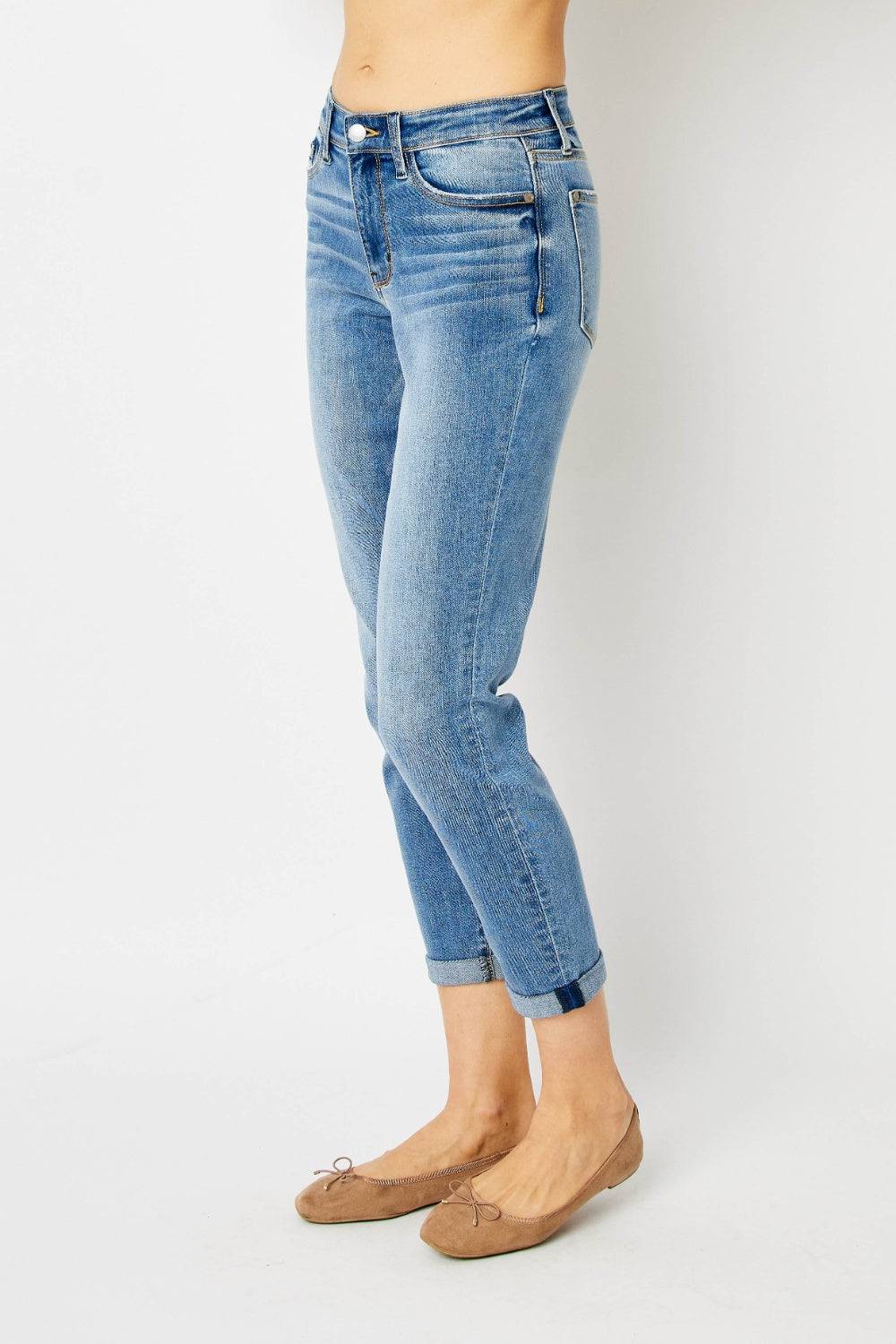 Judy Blue Full Size Cuffed Hem Slim Jeans - Siennasass