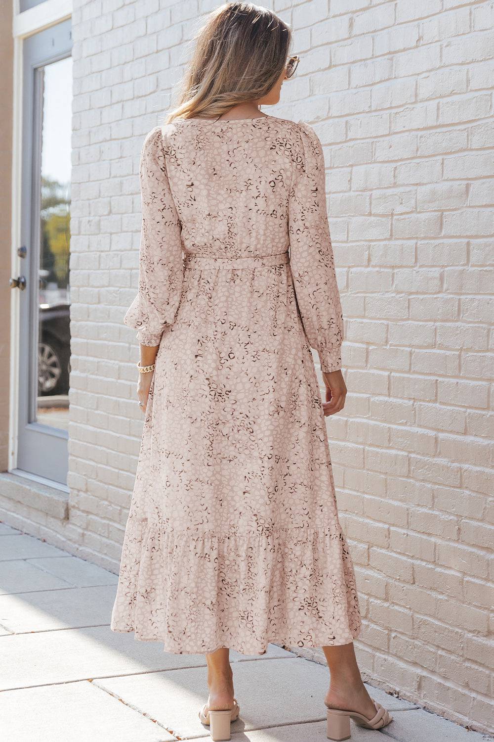 Printed Tie Front Ruffle Hem Dress - Siennasass