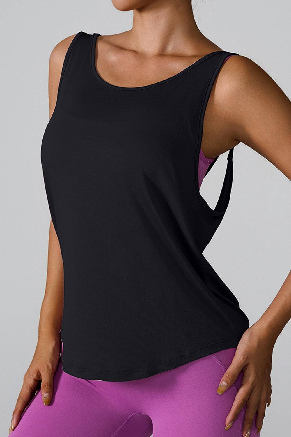 Crisscross Round Neck Active Tank - Siennasass