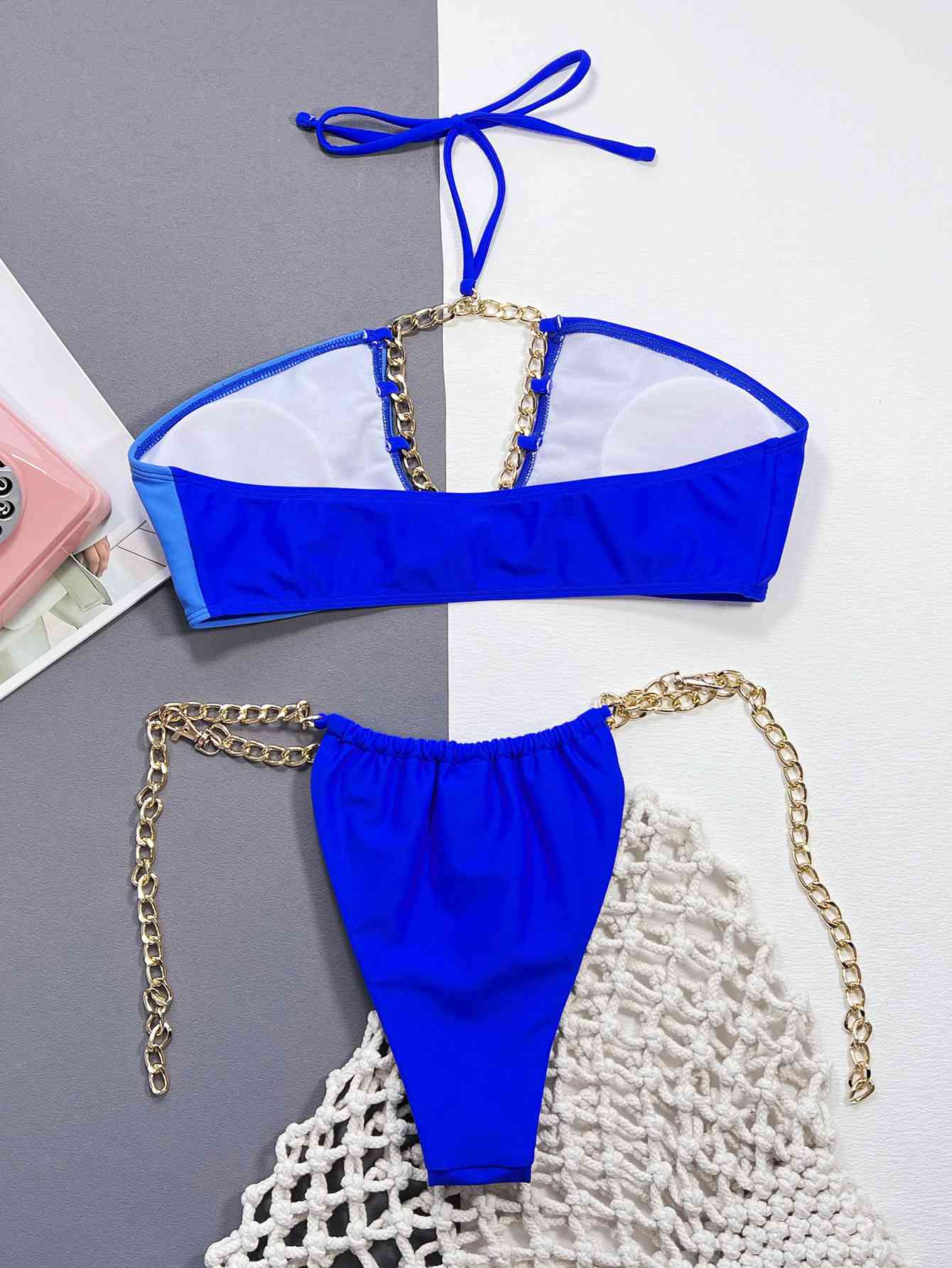 Chain Detail Halter Neck Bikini Set - Siennasass