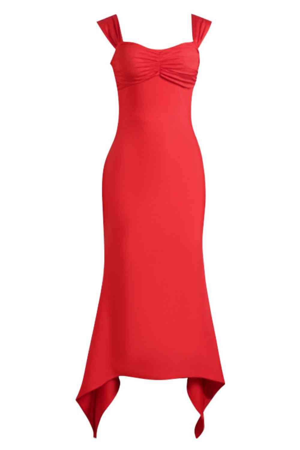 Ruched Sweetheart Neck Hem Detail Dress - Siennasass