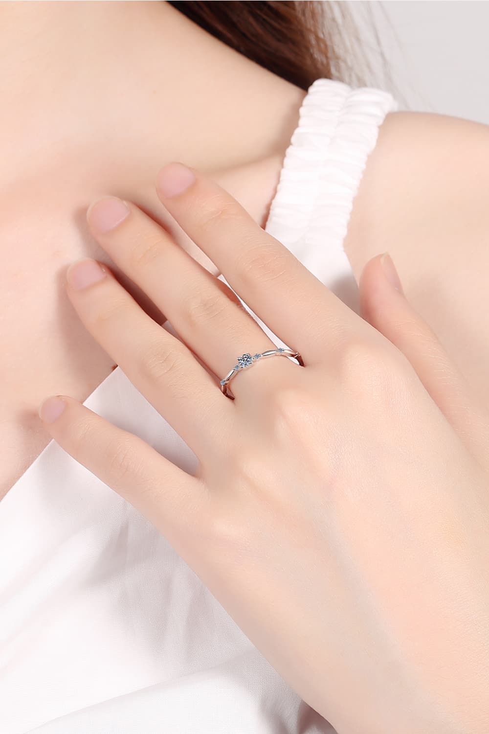 Moissanite 925 Sterling Silver Rhodium-Plated Ring - Siennasass
