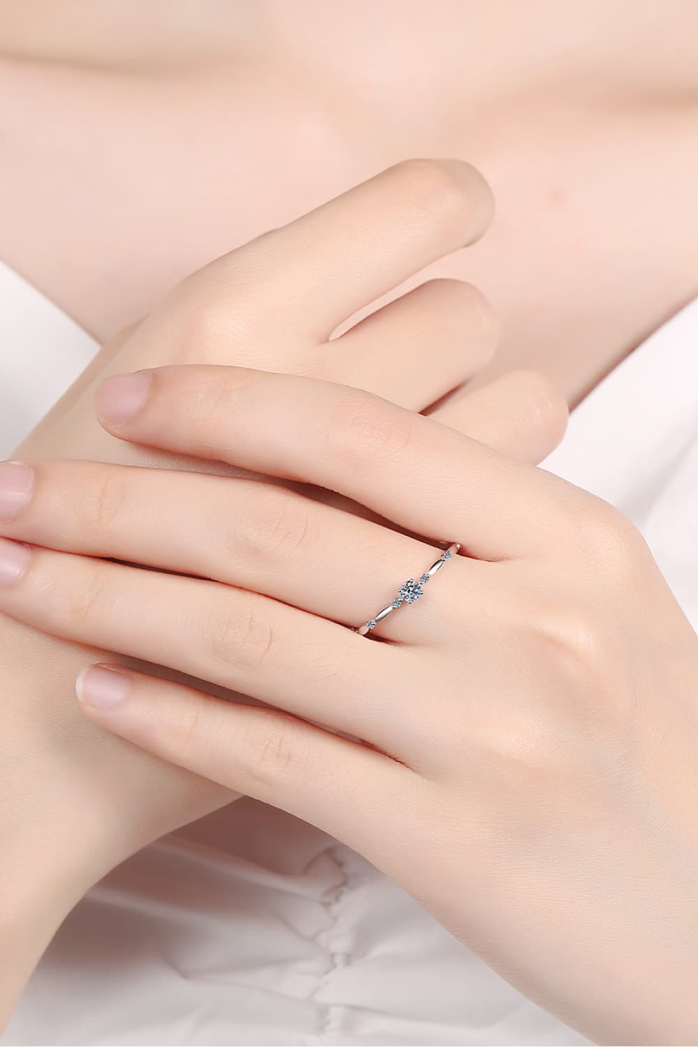 Moissanite 925 Sterling Silver Rhodium-Plated Ring - Siennasass