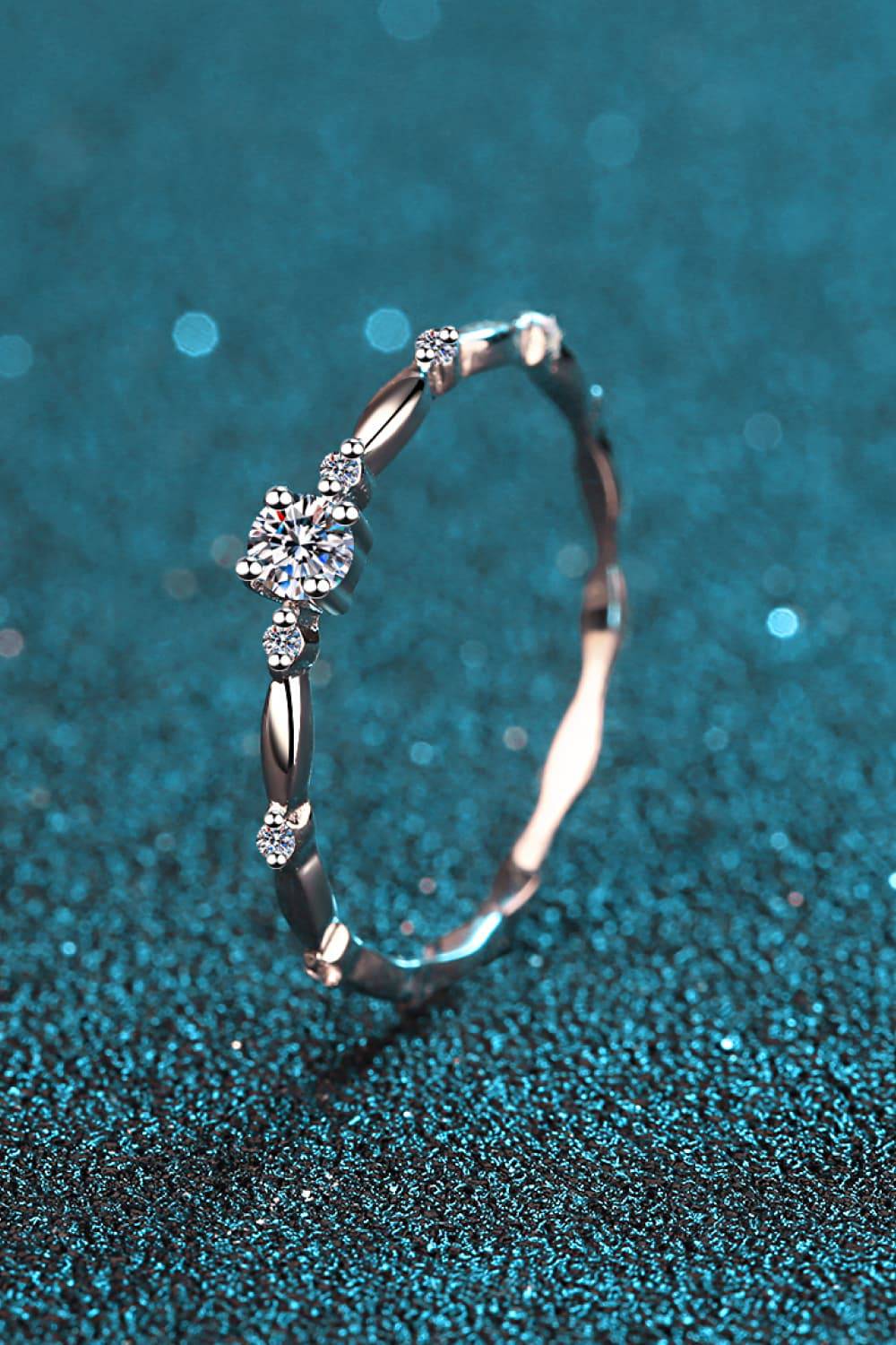 Moissanite 925 Sterling Silver Rhodium-Plated Ring - Siennasass