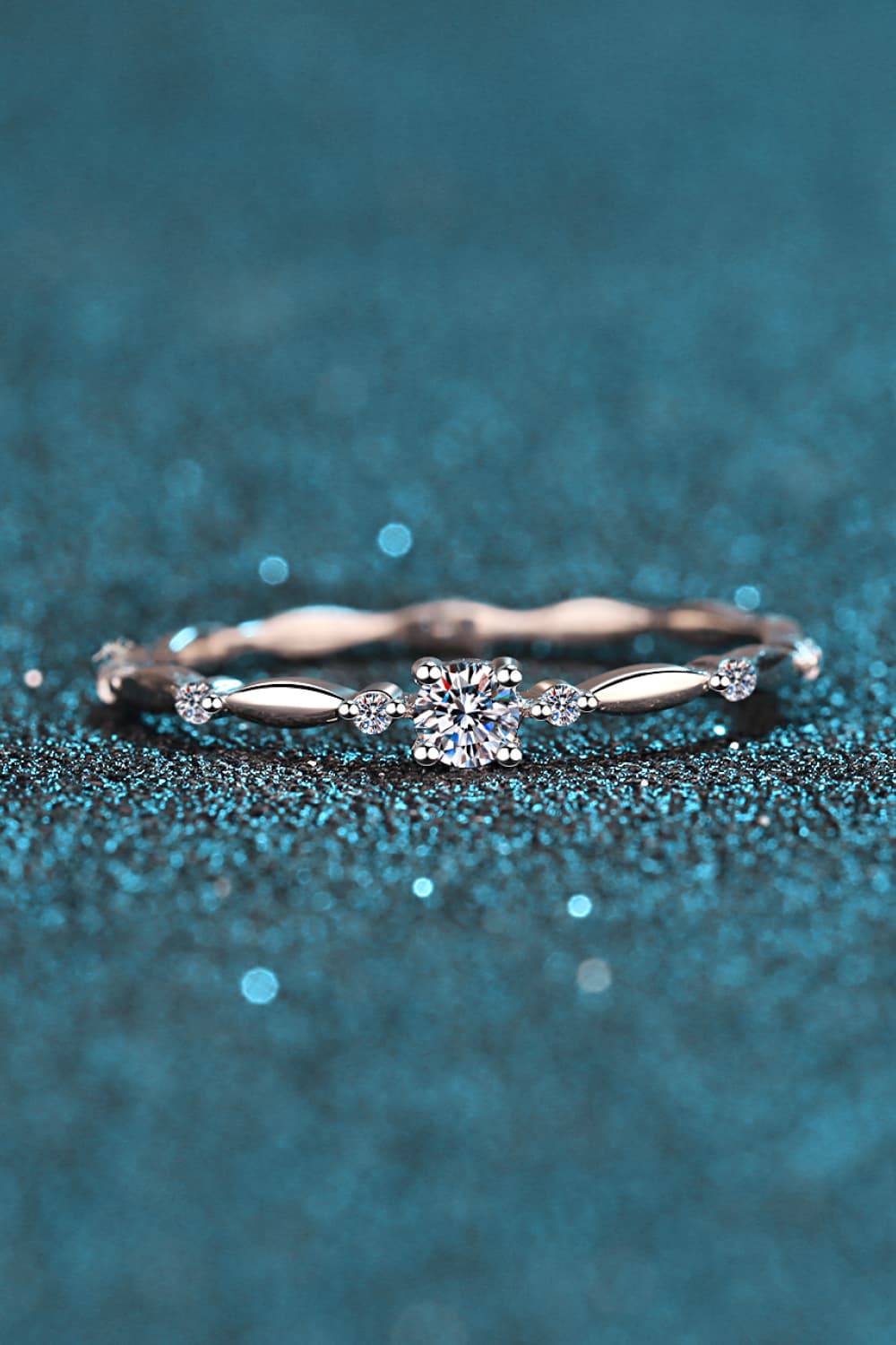 Moissanite 925 Sterling Silver Rhodium-Plated Ring - Siennasass