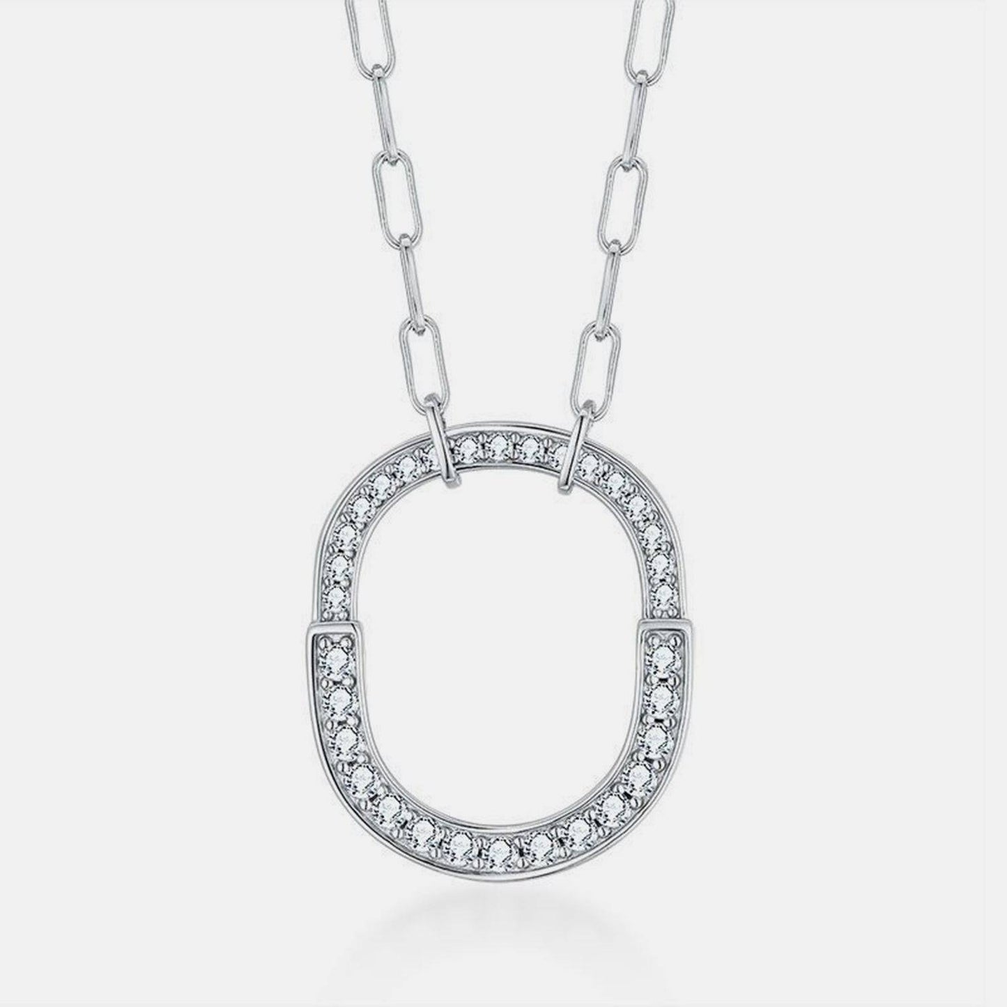 925 Sterling Silver Inlaid Moissanite Pendant Necklace - Siennasass