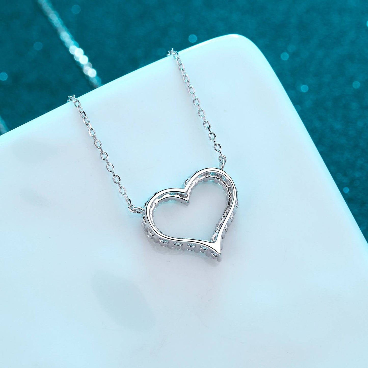 Moissanite 925 Sterling Silver Heart Shape Necklace - Siennasass