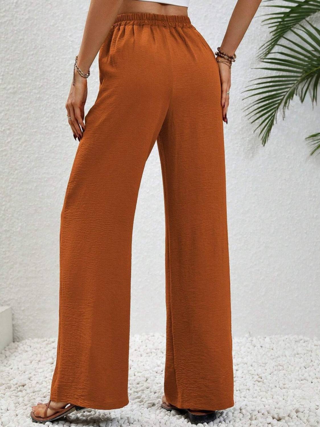 Wide Leg Drawstring Pants - Siennasass
