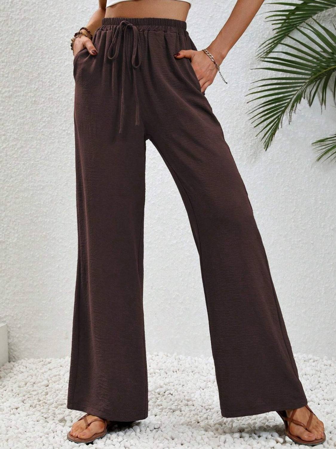 Wide Leg Drawstring Pants - Siennasass