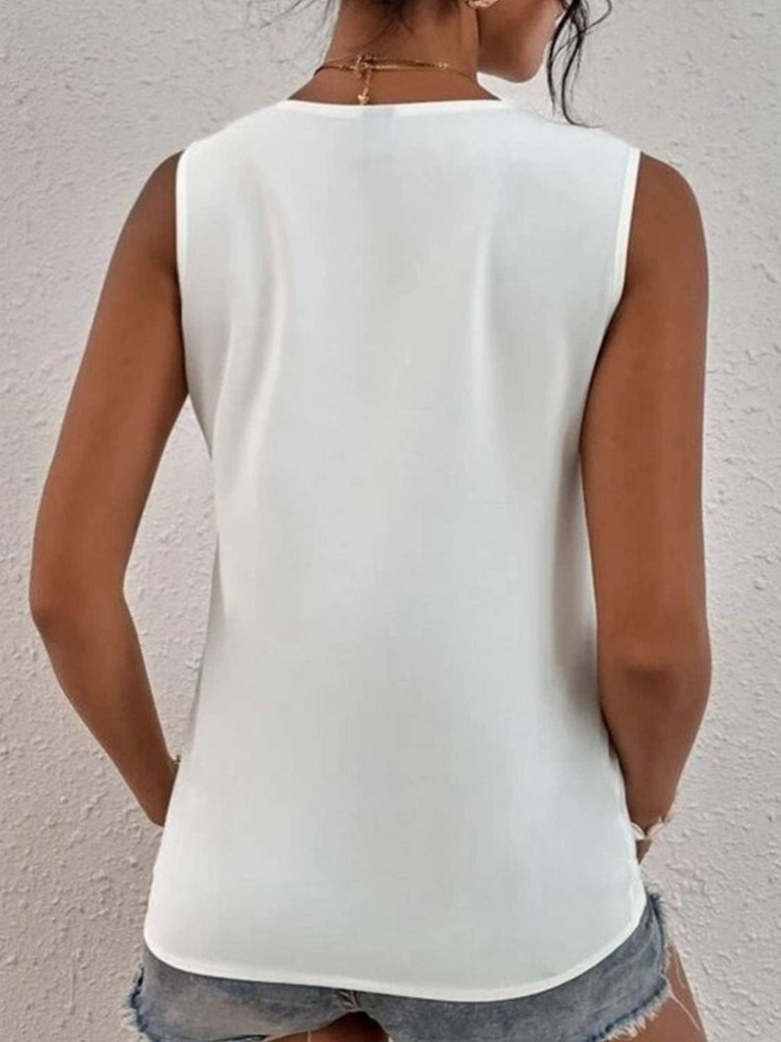 Full Size Lace Detail V-Neck Tank - Siennasass