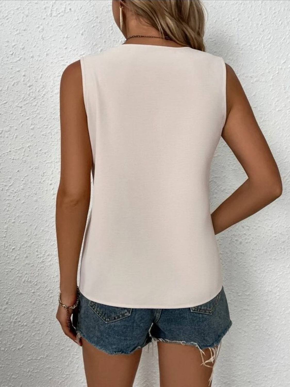 Full Size Lace Detail V-Neck Tank - Siennasass