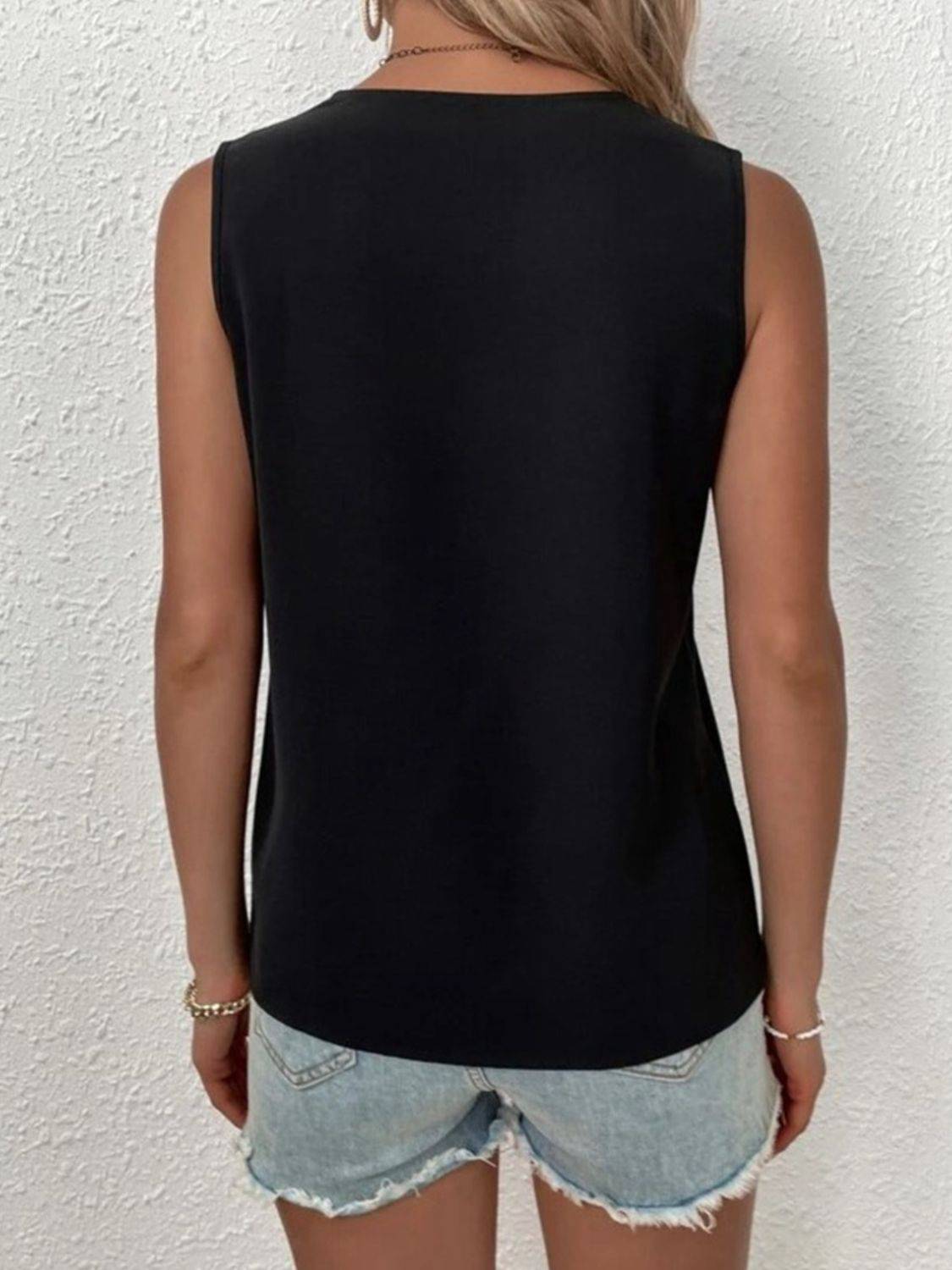 Full Size Lace Detail V-Neck Tank - Siennasass