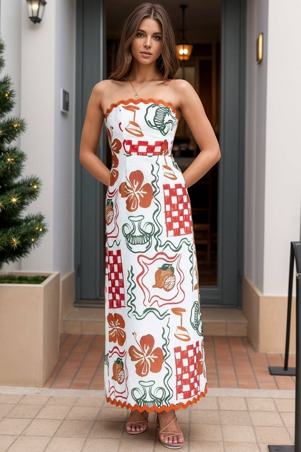 Printed Tube Maxi Dress - Siennasass