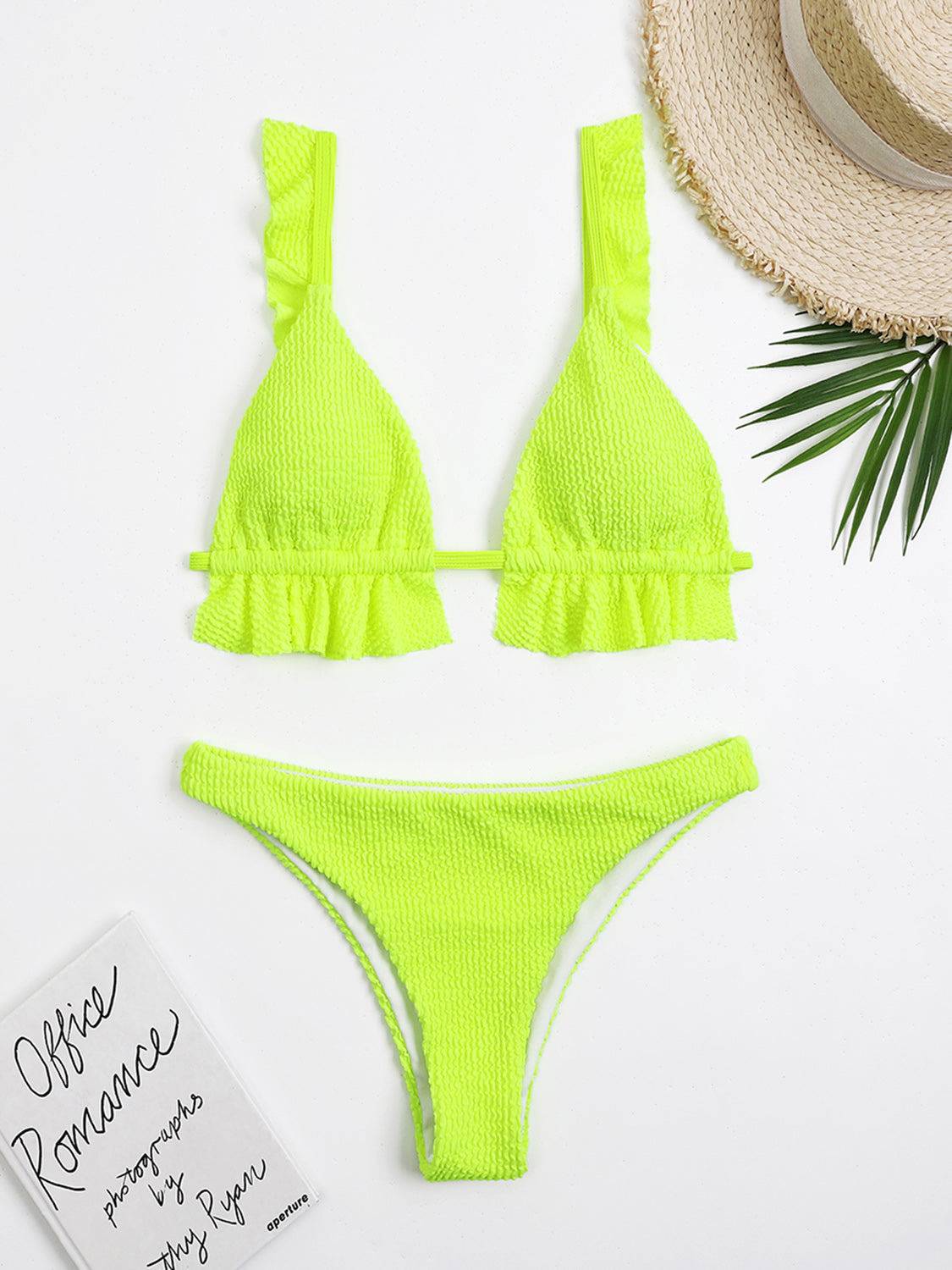 Ruffled Textured Wide Strap Two-Piece Bikini Set - Siennasass