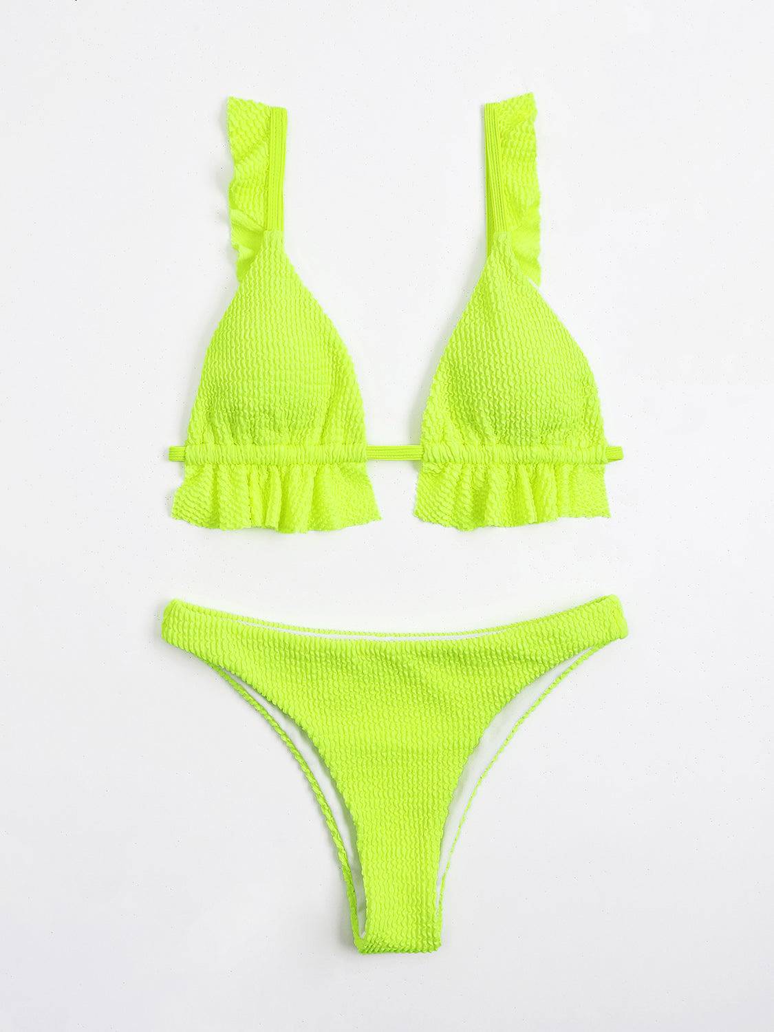 Ruffled Textured Wide Strap Two-Piece Bikini Set - Siennasass
