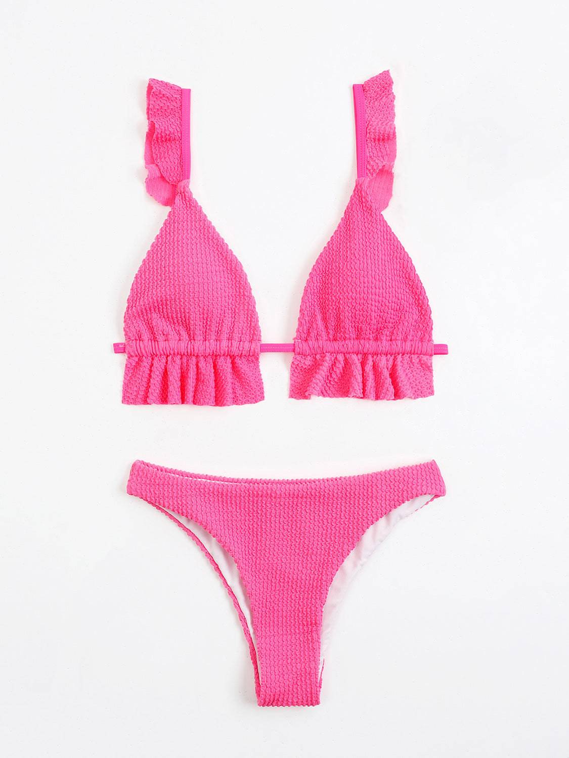 Ruffled Textured Wide Strap Two-Piece Bikini Set - Siennasass