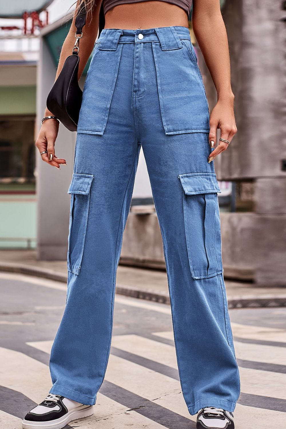 Buttoned High Waist Loose Fit Jeans - Siennasass