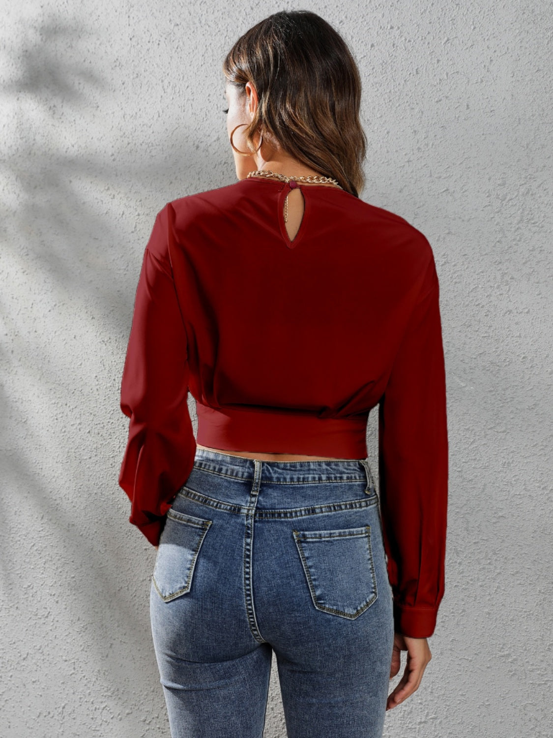 Round Neck Long Sleeve Blouse - Siennasass