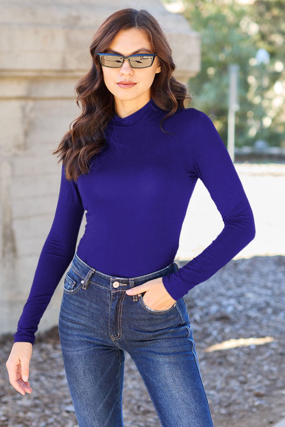 Basic Bae Full Size Mock Neck Long Sleeve Bodysuit - Siennasass